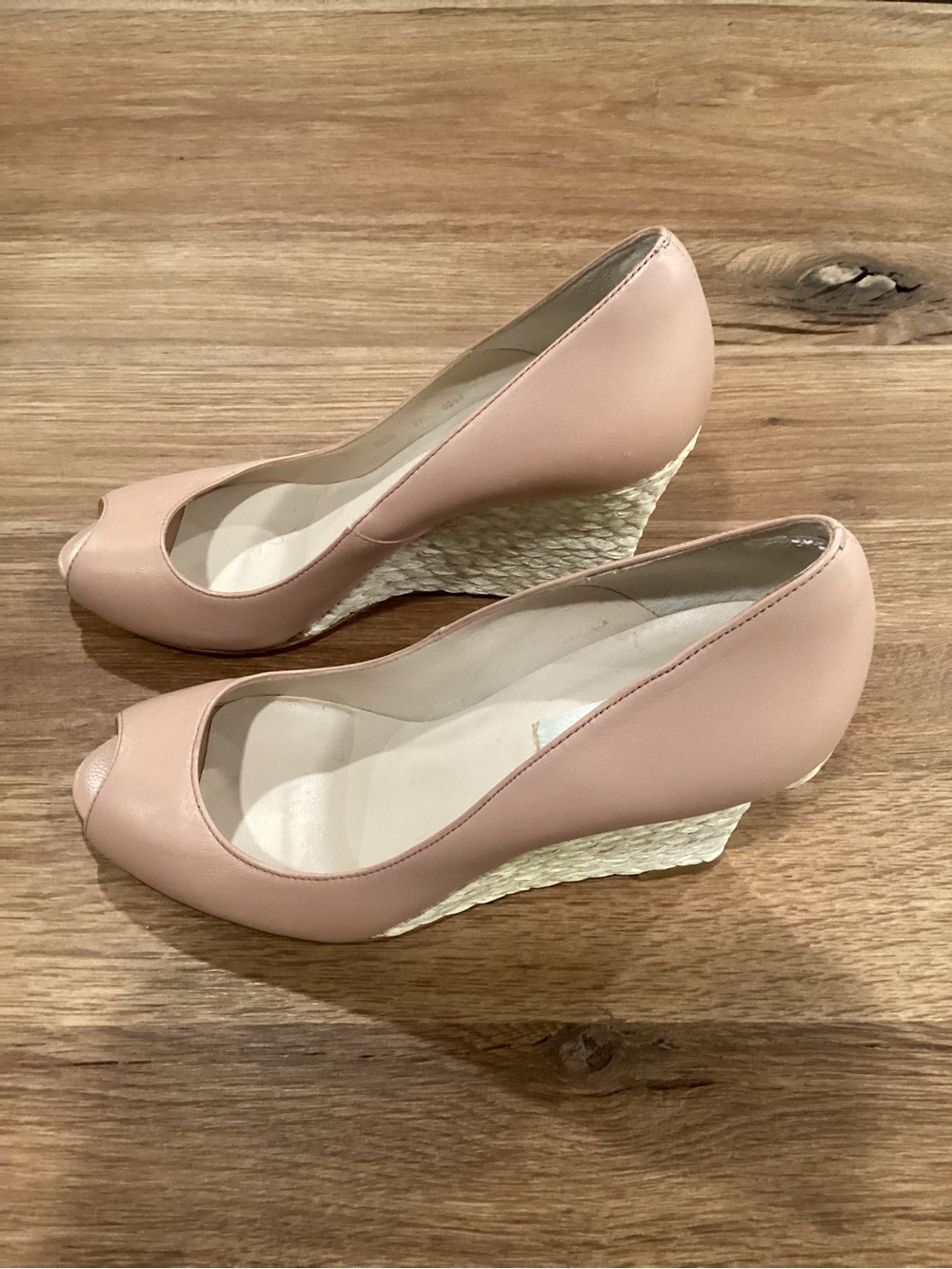 LK Bennett Blush Peep-Toe Espadrille Wedge Heels